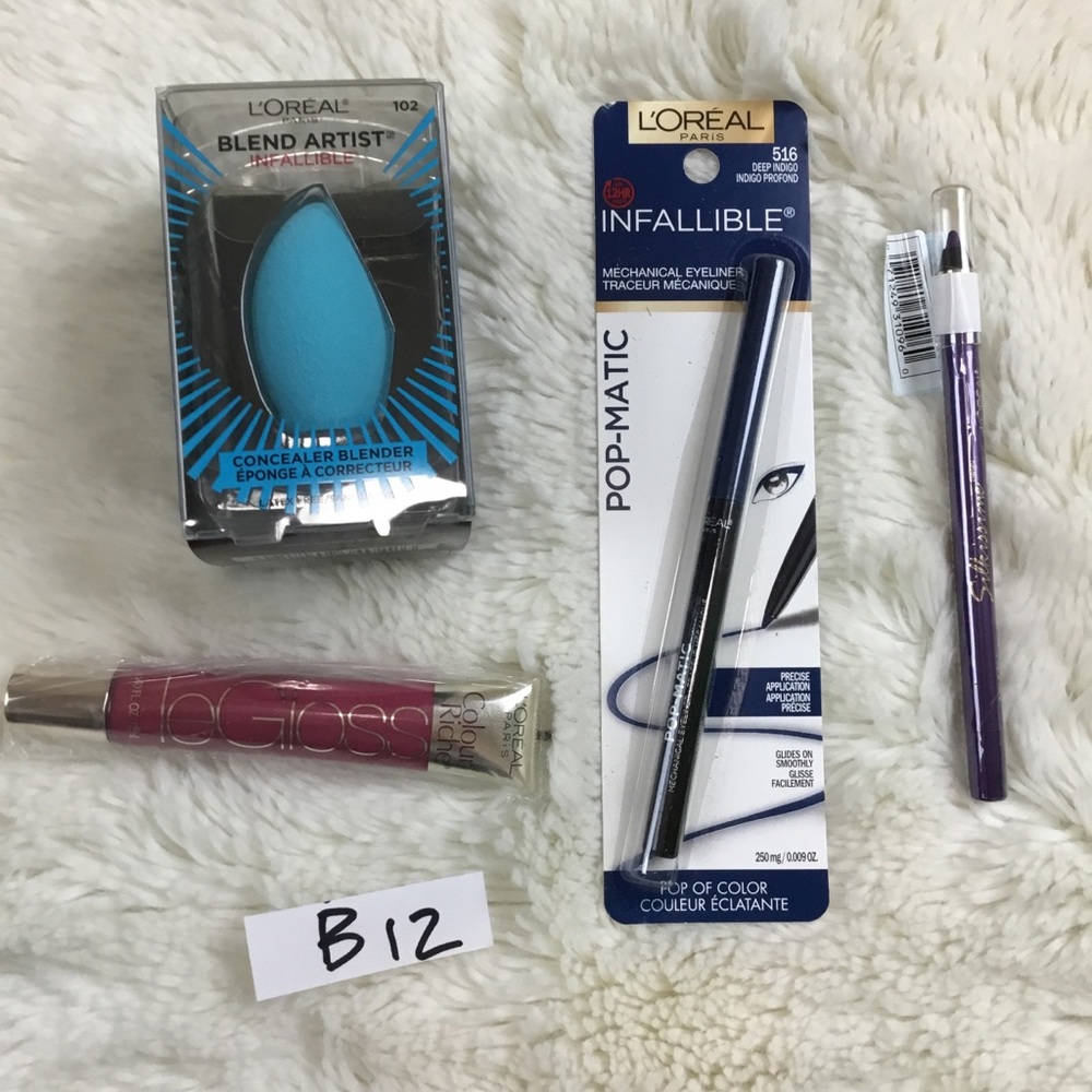 L'oreal 4 Pc Lot Infallible Blender Sponge, Lip Gl - Picture 2 of 7